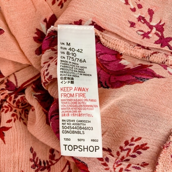 Topshop Pink Floral Playsuit Romper Ruffle Trim - Picture 6 of 7